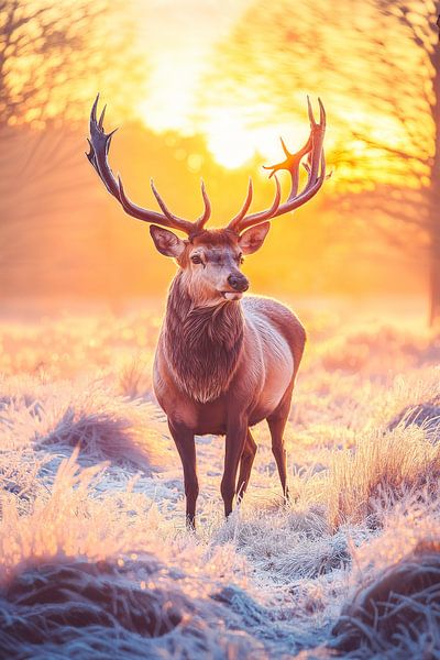 Hirsch im Morgenlicht von Poster Art Shop
