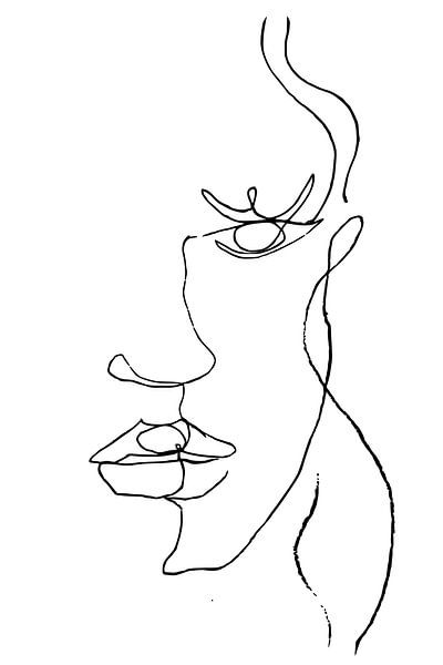 Lijn tekening vrouw frontaal van Emiel de Lange