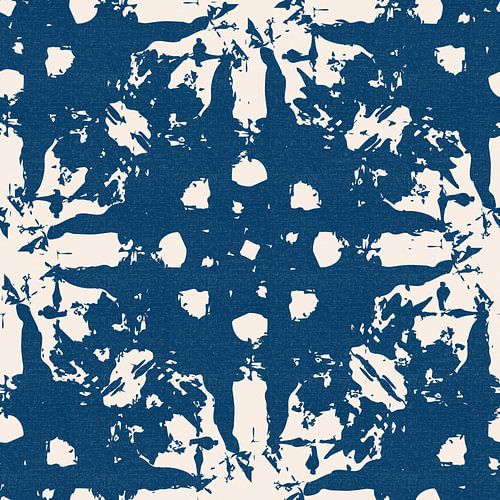 Shibori of tie dye vintage geïnspireerd patroon in blauw en beige 2