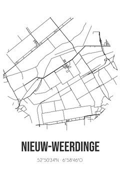 Nieuw-Weerdinge (Drenthe) | Karte | Schwarz und Weiß von Rezona