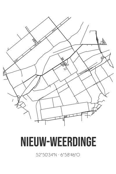 Nieuw-Weerdinge (Drenthe) | Landkaart | Zwart-wit van Stad & Wand