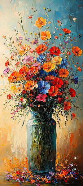 Bunte Blumenmalerei | Lebendige Symphonie in Blüte von Kunst Laune
