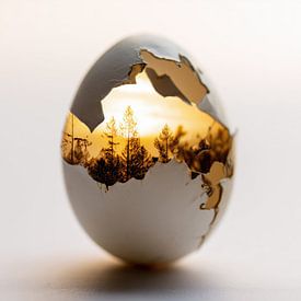 Gouden zonsondergang in een ei van TheXclusive Art