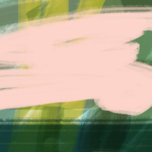 Abstracte kunst in neon- en pastelkleuren. Pastelroze en groen.
