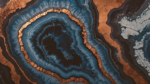 Dramatisch Marmer Blauw Koper Goud