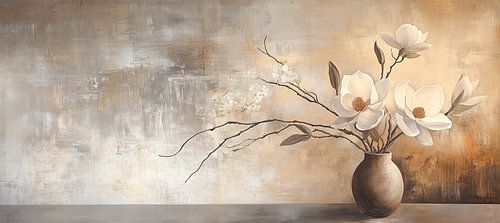 Soft White Magnolia Vase by Eye catching paintings