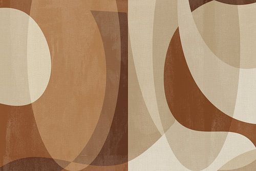 Abstracte organische vormen in beige en bruin
