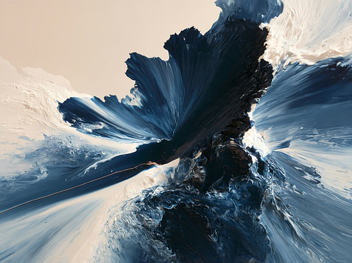 Navy Blue Abstract Painting: An Eruption Full of Movement
