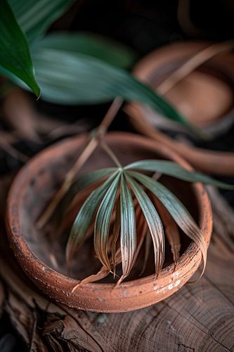 Blad in Aardewerken Pot