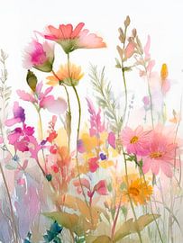 Botanische Kunst: Sommerliche Wildblumen in frischen Pastelltönen