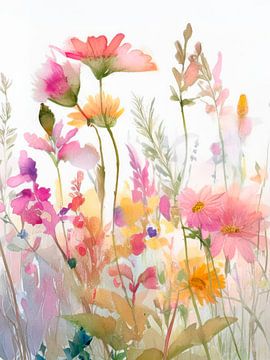 Botanische Kunst: Sommerliche Wildblumen in frischen Pastelltönen