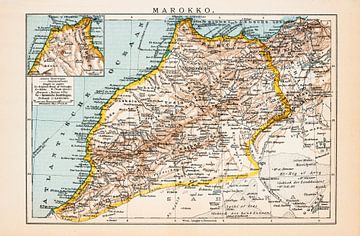 Vintage-Karte Marokko ca. 1900 von Studio Wunderkammer