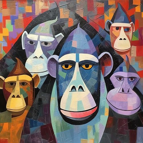 Malerei Bunte Affen | Abstrakte Dschungel-Vibes