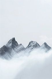 Snow-covered peaks in the fog by Poster Art Shop