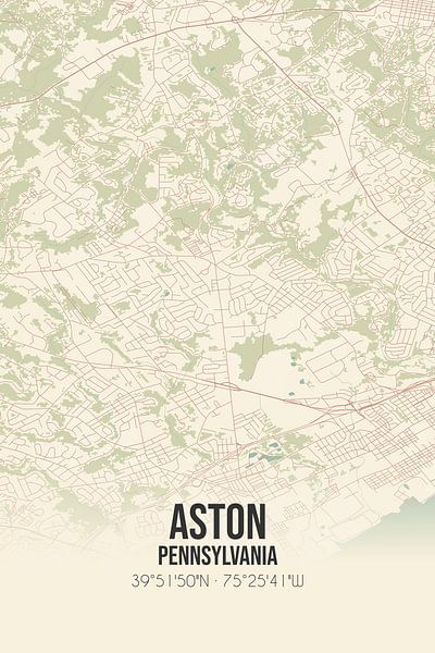Vintage map of Aston (Pennsylvania), USA. by Prints of Place