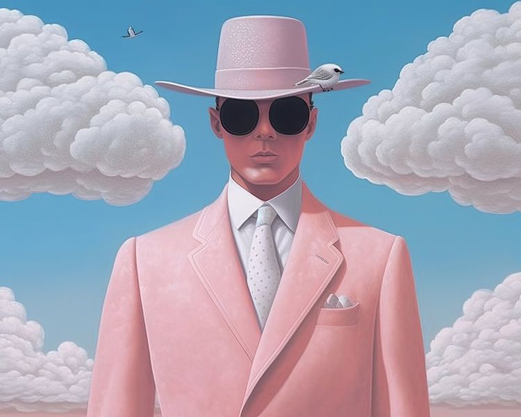 Le Costume Rose avec Oiseau van ARTEO Schilderijen