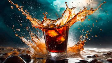 Cola with ice and splash by Mustafa Kurnaz
