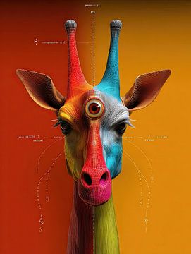 PopArt Metric Gaze - The measured giraffe by Klaus Tesching - Art-AI