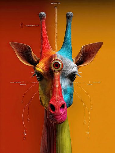 PopArt Metric Gaze – Die vermessene Giraffe von Klaus Tesching - Art-AI