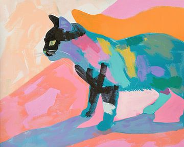 Kattenschilderij | Pastel Prowler van Blikvanger Schilderijen