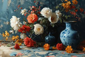 Buntes Stillleben mit Blumen