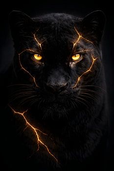 La féroce Panthère noire aux fissures lumineuses