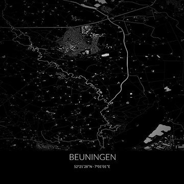 Zwart-witte landkaart van Beuningen, Overijssel. van Rezona