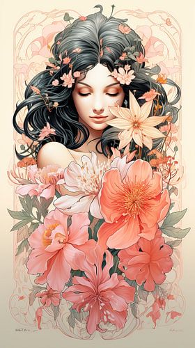 Serene Floral Splendour | Modern Art Nouveau