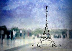 PARIS Trocadero und Eiffelturm Typografie 