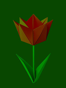 Origami - Minimalistisch, Bordeau rote Tulpe