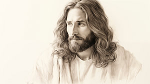 Bleistiftzeichnung von Jesus Christus, Zeichnung Vintage.