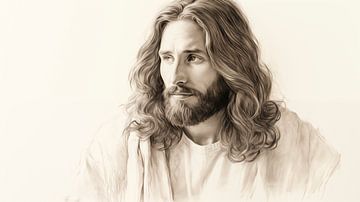 Pencil drawing of Jesus Christ, vintage drawing. by Animaflora PicsStock