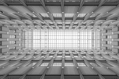 Het architectonisch plafond van het Blaak House in Rotterdam