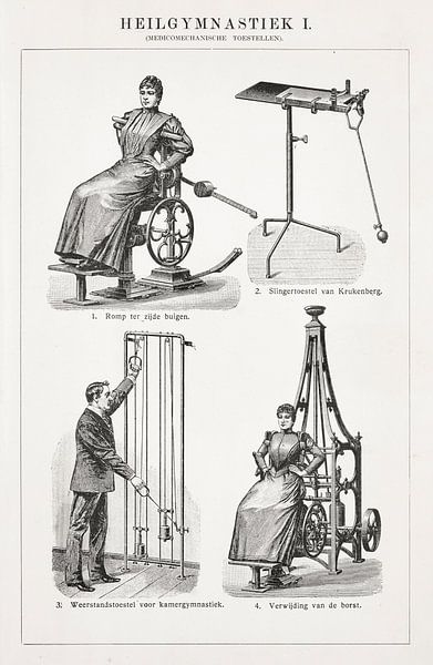 Vintage engraving Remedial gymnastics I by Studio Wunderkammer