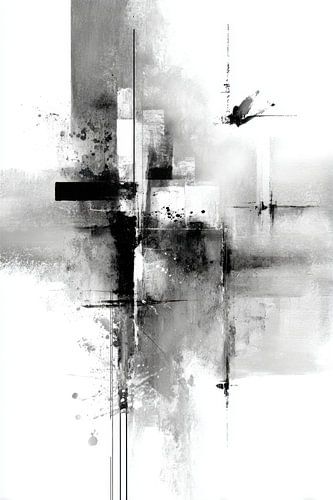 Abstract Schilderij - Zwart Wit Minimalistisch en Elegant