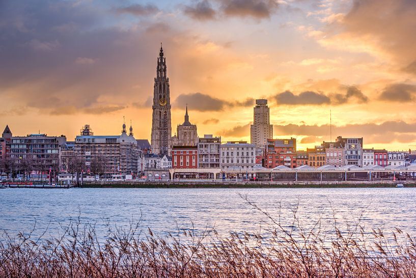 Antwerpen zicht op de Scheldekaaien. by Jef Wils