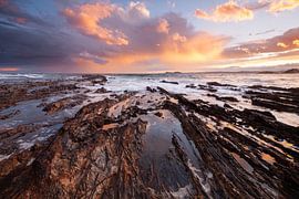 A riot of colour at North Head Beach, Australia - sunset over Rhettman Point.