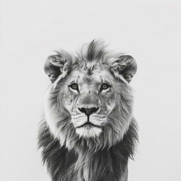 Leeuw in zwart-wit van Poster Art Shop