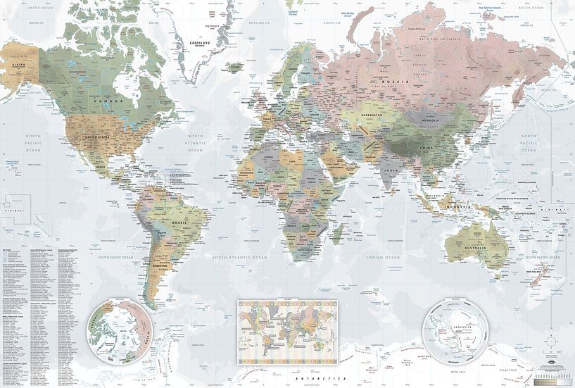 POLITIC wereldkaart (bijgewerkt tot 2025) van MAPOM by Geoatlas