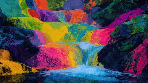 Abstracte kleurrijke rivier panorama