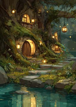 La maison lumineuse des elfes à la rivière de la forêt sur HyggeHavn