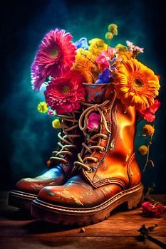 Bottes de randonnée fleuries