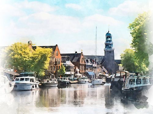 Haven van Lemmer en Lemster Toer, Friesland.