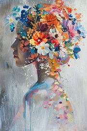 Bloemenvrouw | Garden of Thoughts van Abstract Schilderij