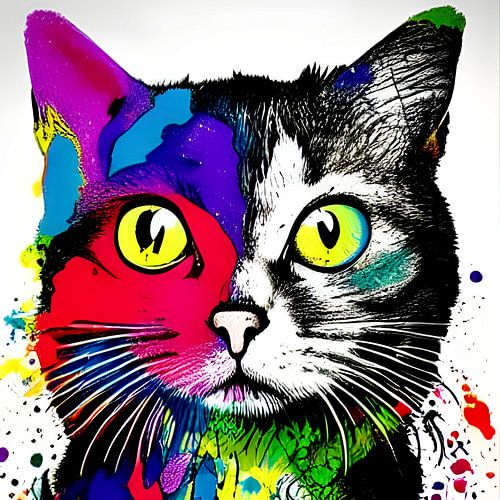 Portrait of a cat III - colorful pop art graffiti