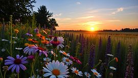 A landscape in bloom at sunset by Jean Pierre