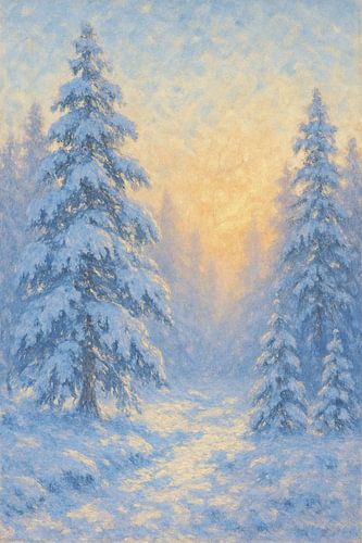 Winter Woodland Landscape Pastel – Monet Style Calming Wall Decor