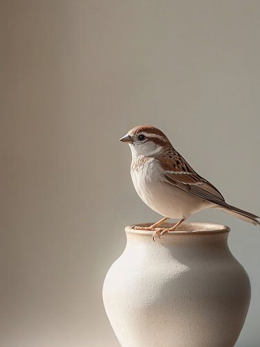 Moineau sur vase