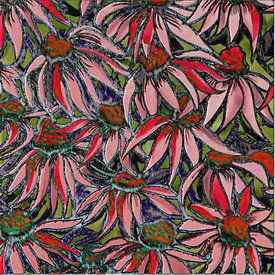 ROSALIA FIELD Wandbild mit purpurrotem Blumenmuster von Mavro Orbino