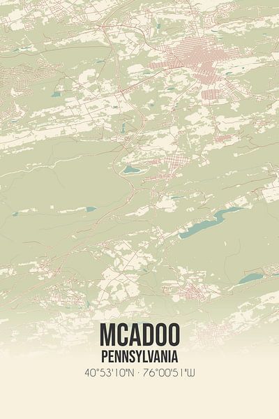 Carte ancienne de Mcadoo (Pennsylvanie), USA. par Affiches de lieux
